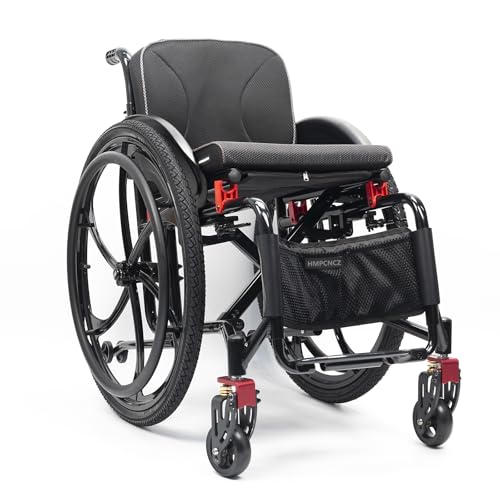 Silla De Ruedas Deportivas Ultra Ligero Plegable, Silla De Ruedas Muda Plegable, Silla De Aluminio De Aluminio, Silla De Ruedas De Transporte Deportivo, Con Rueda Anti-rol Y Estrago, Capacidad De Carg