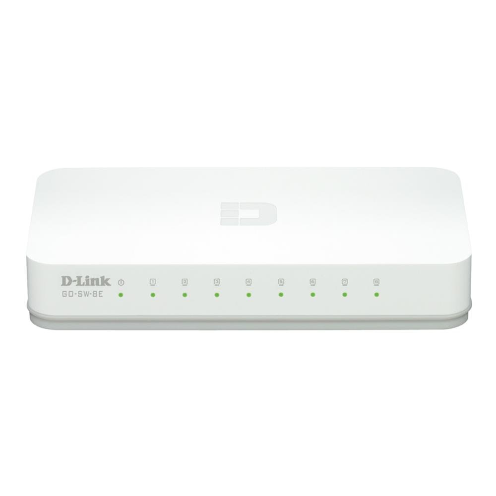 D-Link GO-SW-8E Ethernet Easy Desktop Switch (8 Ports mit 10/100 Mbit/s, automatische MDI/MDIX-Erkennung) weiß