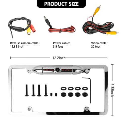 Image of License Plate Backup Camera,HD Night Vision Reverse Camera with 8 LED,170Wide Angle IP67 Waterproof Car Rear View Camera Fits Car Truck SUV RV with US License Plates (Silver)
