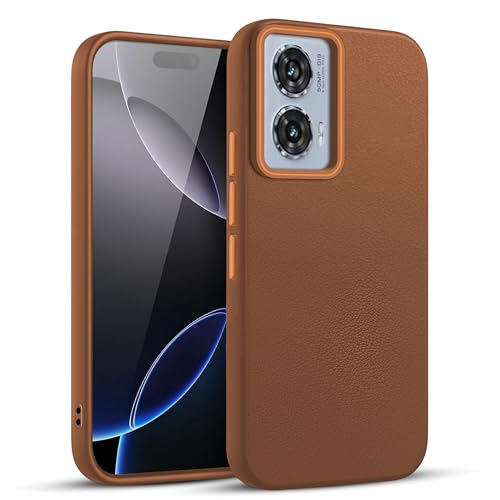 V-TAN Leather Textured | TPU Back Cover Case Compatible with Motorola Edge 50 Fusion 5G (Brown)
