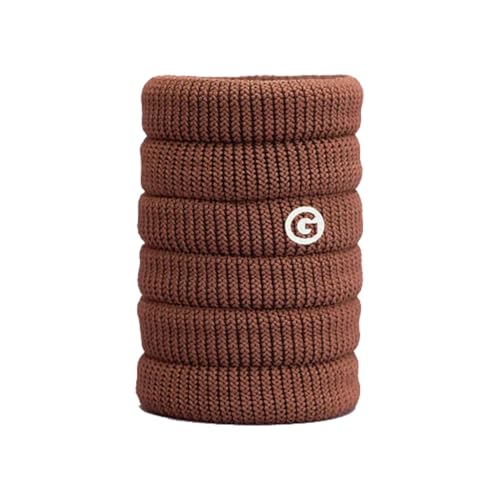 Gimme Beauty - Thick Fit Hair Bands - Brown Chestnut - Damage Free Hair Ties - Made with Seamless Microfiber Elastics - Thick + Curly Hair Accessories - No Snagging, Dents, or Breakage (6 Count)