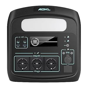 ADKL Tragbare LiFePO4 Powerstation 921.6wh, 1.5 Stunden Schnellladung, Tragbare Kraftwerk für Notstrom, Camping, Wohnmobile... (1200W)