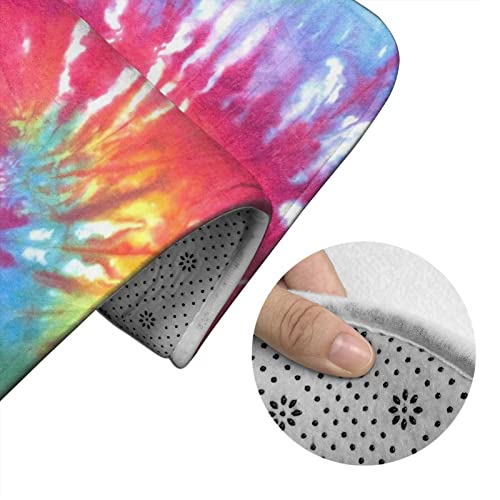 DIRYKILP Badematte + Konturmatte + Toilettendeckelbezug, Regenbogen Batikfärbung 3 Stück Badematte Set, mit rutschfester Klebeunterseite – Bild 6