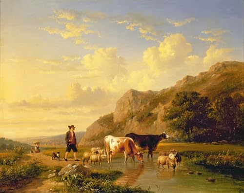 Lienzo un pastore con animali Eugene Verboeckhoven para tapar paredes vacias 60x90