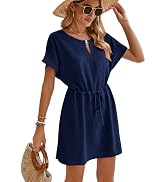 Bluetime Women Casual Summer Swimsuit Coverup Bikini Beachwear Coverups Flowy Short Sleeve Mini B...