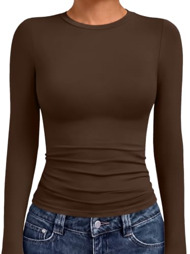 Underscrubs Tops Crew Neck Long Sleeve Compression 12 underscrubs tops - chocolate brown