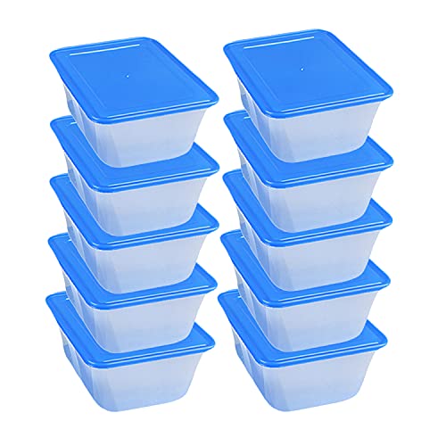 HoleviFO Food Storage Containers with Lids(45.6 Ounce,10 Pack) - Plastic Containers with Lids Storage, Rectangular Meal Prep Plastic Containers Freezer Containers,Kitchen Food Deli Containers