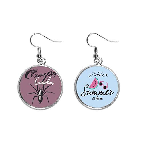 Pendientes de sandía con araña negra divertidos para verano 1