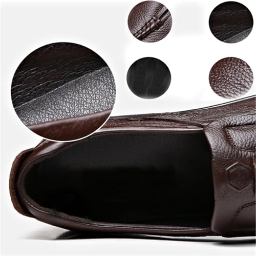 Loderin Men's Walking Shoes, Comfortable Arch Support Cushioned Slip On Loafers, Black, 8.54