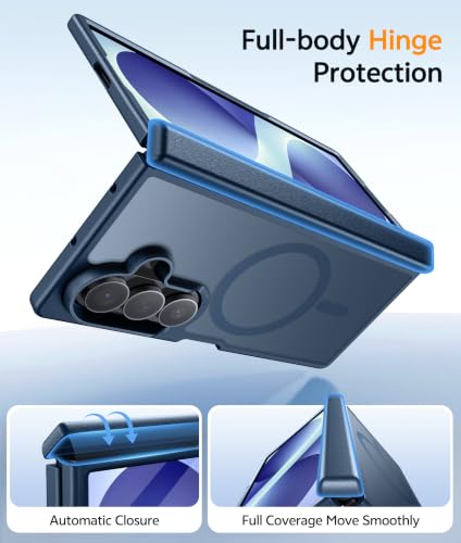 Image of FNTCASE for Samsung Galaxy Z Fold 8 Ultra Case, Fit for Magsafe, Blue | Hinge Protection, with Screen Protector, Translucent Matte, 18FT Military Grade Drop Proof, Shockproof Protective Phone Cover