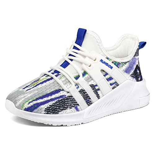 Runside Boys Girls Tennis Shoes Kids Lightweight Breathable Sneakers Lace-Up Running Athletic Shoes For Toddler/Little Kid/Big Kid Camouflage Blue #TOP25