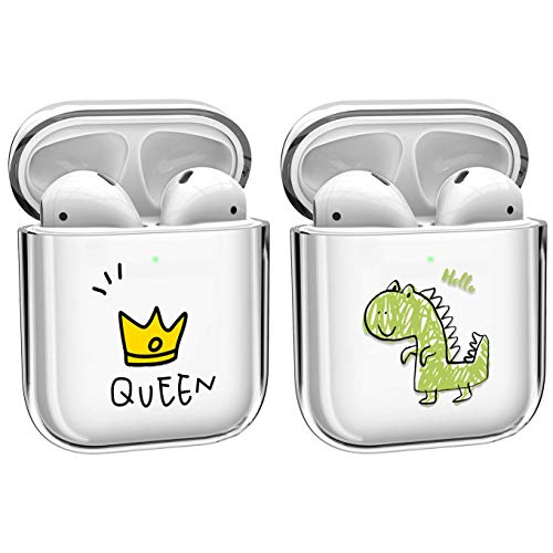 [2 Pack] Cute Crystal Clear Transparent Cover Case Compatible with Apple Airpods 2