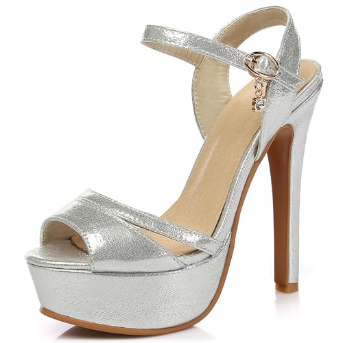 LarDorLin Plateau Tacco a Spillos Donna Peep Toe Sandals Sposa