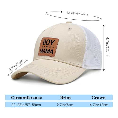 Image of Mother Mama Mom Hat for Women Leather Patch Baseball Mom Trucker Cap Gifts for Mothers Day Birthday