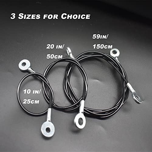 Bytiyar 10 Pcs 10 Inch (25Cm) 3Mm Thickness Galvanized Steel Wire Cable Eyelets Ended Short Rope Lanyard Safety Tether Chain Lock With Vinyl Coated Cover Black #TOP6