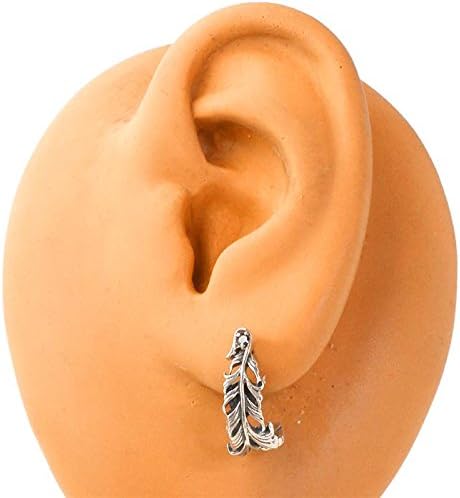 SAINTS セインツ フェザー＆ジルコニア シルバー ピアス メンズ 1個売り 片耳用 羽根 ブラックキュービック SSE2-63