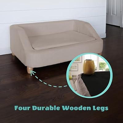 Critter Sitters 36-In. Microfiber Tan Rectangular Dog Sofa for Medium-Sized Dogs, Modern and Stylish Elevated Sofa Bed for Home or Apartment, Comfortable and Easy to Clean