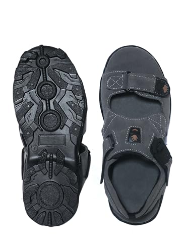Image of Men's Suede Sports Sandals | Adjustable Strap Design | Lightweight Airmix Sole | Comfortable Sandals | Anti-Slip Casual Footwear | Dark Grey-9