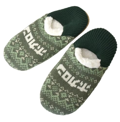 [ホカロン] ルームシューズ メンズ 裏ボア フェアアイル柄 履く 紳士 冬スリッパ 暖かい 暖 かわいい HKM51030T1 / A1U / 25-27 グリーンのサムネイル