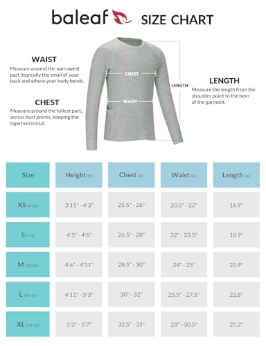 BALEAF Camiseta térmica de compressão juvenil masculina manga comprida Cold Gear Fleece Baselayer Ba