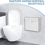 2 Pcs Réceptacle de Déchets pour Serviettes Hygiéniques en Acier Inoxydable avec 100 Sacs de Déchets, Support Mural pour Déchets de Tampons, Conteneur de Déchets pour Hygiène Féminine