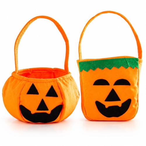 2 PCS Halloween Trick or Treat Bags,Orange Pumpkin Candy Bags