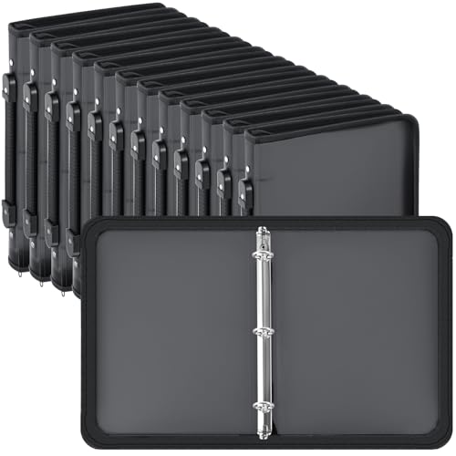 Teling 12 Pcs 1 Inch Plastic Zipper Binders with 3 Ring Zipper Binder, Refillable File Organizer Planner for Projects, Assignments, Memos, School Work (Black) by Teling - Used condition - US$66.06