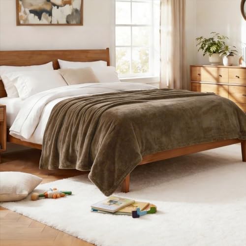 CozyLux Kuscheldecke Flauschig Decke 220x240 - XXL Flanell Kuscheldecke Groß, Weiche Sofa Decke, Warme Fleecedecke Wohndecke für 4 Jahreszeiten, Leicht Sofa Überwurf, Blanket 220x240 cm, Braun