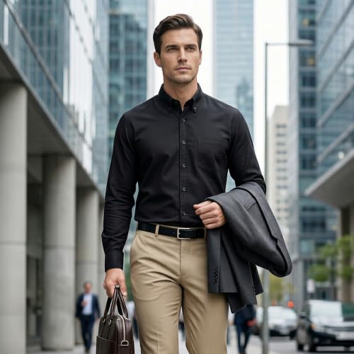 Image of Cotton King Mens Shirts | 100% Cotton Long Sleeve Shirts for Men | Button Down Shirt Men | Oxford Mens Dress Shirt