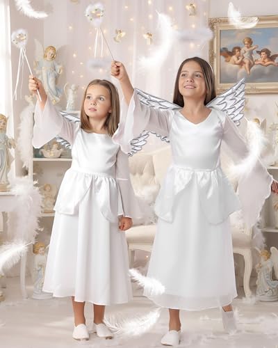 Disfraz de Ángel para Niñas 5-7 Años Blanco 4 Piezas miniatura 5