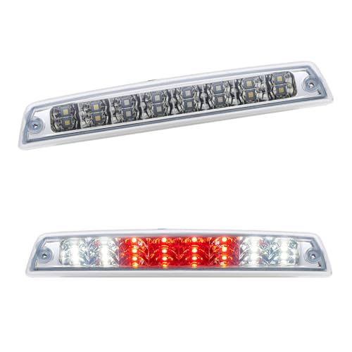 Cxdar Third 3rd Brake Light LED for 1994-2001 Dodge Ram 1500, High Mount Rear Brake Lights Assembly for 94-02 Ram 2500 3500, Waterproof Center Cab Cargo Lamp Stop Light (Chrome)
