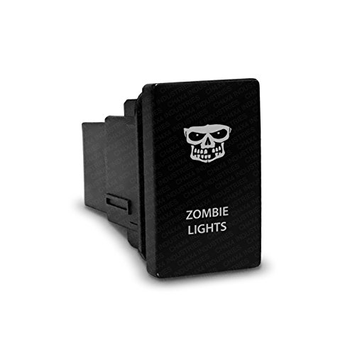 CH4X4 Small Push Switch for Toyota Tacoma, FJ Cruiser, Land Cruiser, Fortuner, Hilux, 4Runner, Prado 12V 3Amp - Zombie Lights Symbol - White LED