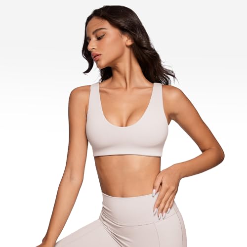 Image of INGIA Womens U-Neck Sports Bra Padded U Back Medium Impact Fitness Yoga Bar Workout Crop Top with Built in Bra