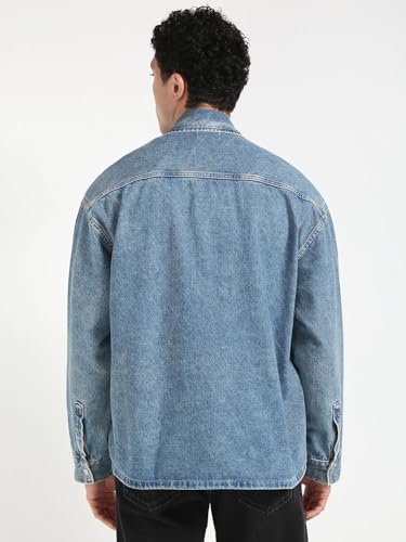 Image of Solid Relaxed Fit Cotton Jacket