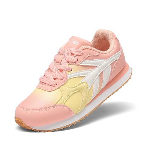 DREAM PAIRS Girls Sneakers Lace-up Tennis Running Casual Footwear LilLegends Lightweight Classic Walking Shoes for Little/Big Kid,Size 1 Little Kid,Pink,SDFS2414K