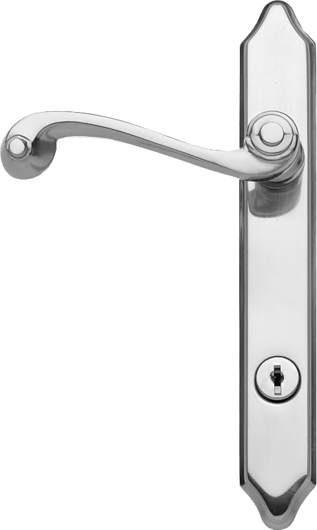 Brushed nickel door handle and lock mechanism for a storm door