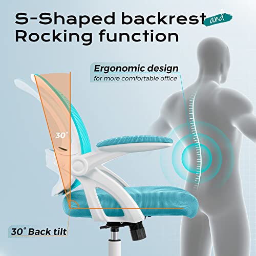 Kerdom Office Chair, Ergonomic Desk Chair, Mesh Computer Chair Height Adjustable, Comfy Swivel Task Chair With Wheels And Flip-Up Arms #TOP2