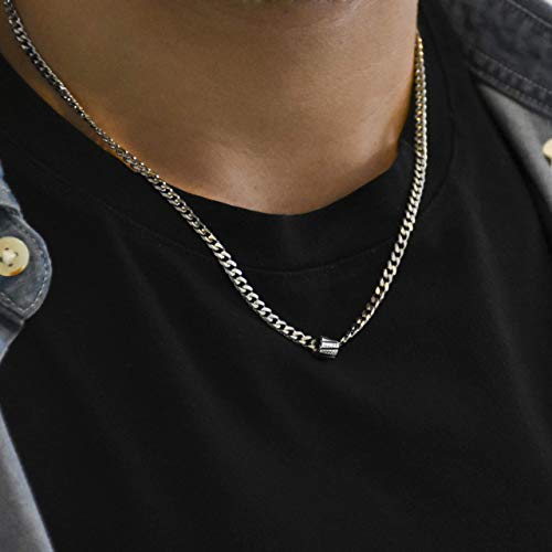 Handmade Silver Plated Necklace For Men Set With Silver Plated Bead By Galis Jewelry - Chain Necklace For Men - Vegan Necklace For Men - Jewelry For Men #TOP1