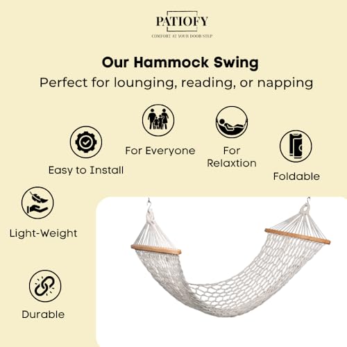 Image of Patiofy Human Size Hammock Swing /Jhula for Balcony /Swing for Balcony for Adult /Jhoola for Home /Hammock /Suitable for Indoor & Outdoor / 120Kgs Weight Bearing Capacity (Beige)