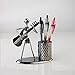 HAZOULEN Metal Art Pen Pencil Holder with a Musician Playing Music, Home Office Decoration Work Desk Organizer