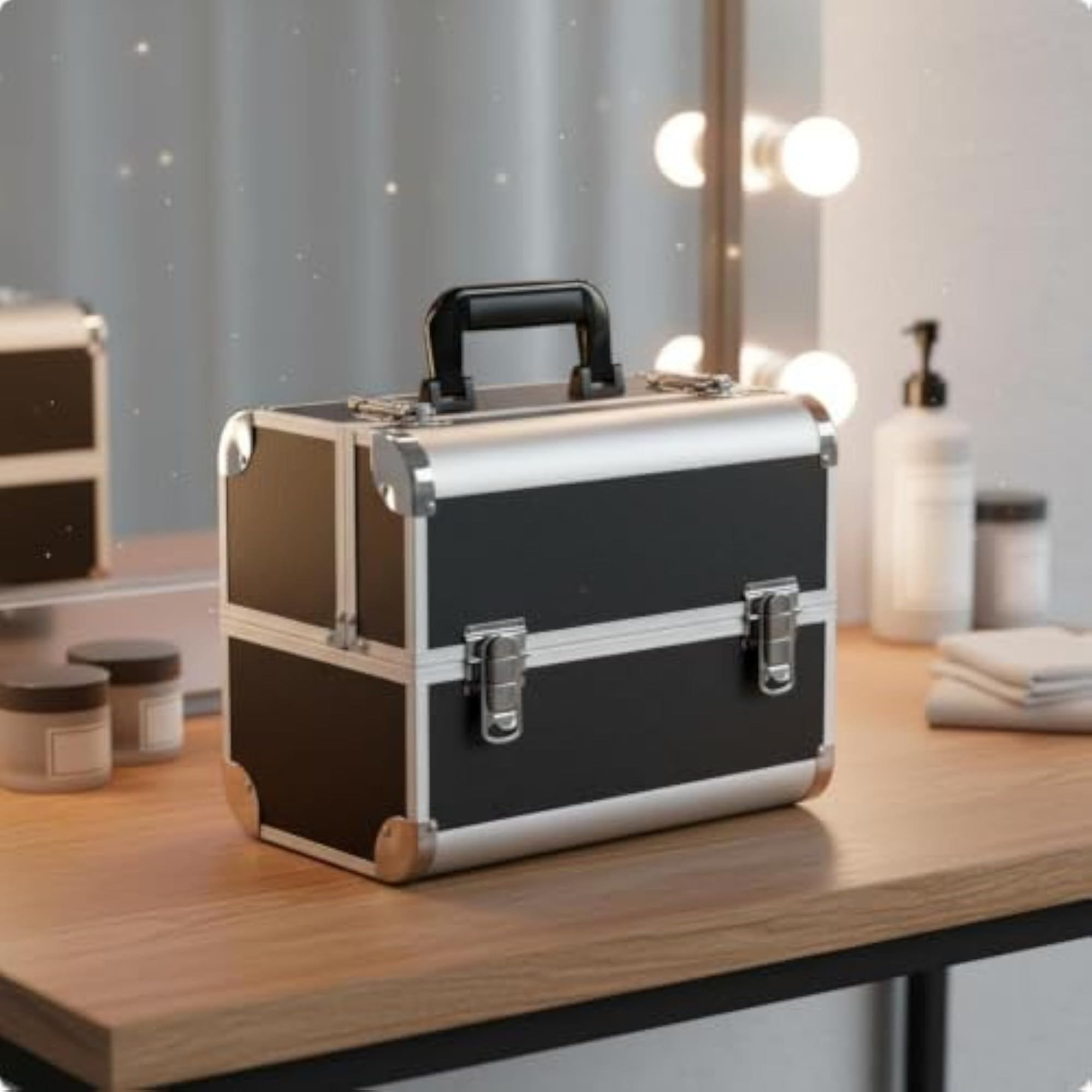 Aluminum Makeup Case Hard Shell Professional Beauty Lockable Portable