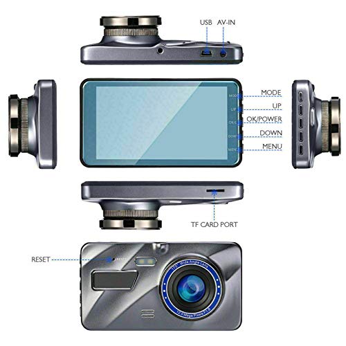 Gravador de condução, 4 polegadas 1080p 170° grande angular visão noturna dupla lente gravador de co