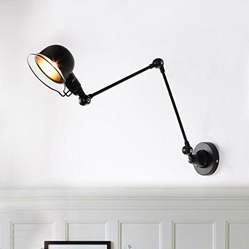 Preisvergleich Produktbild Wand-Lampe Industrielle Metall-Innenwand Wandleuchte Retro Wandleuchte Verstellbare Teleskop-Arm-Pole LED-Wandleuchte-Tinte Faltbare Wand Fitting Wandleuchter Licht Lampe, (5W LED Warme Birne Für)
