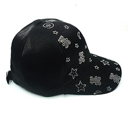 Amazingxy Bear Baseball Caps For Women Bling Adjustable Rhinestone Cap Denim Jeans Snapback Dad Hat Casual Outdoor Hats #TOP3
