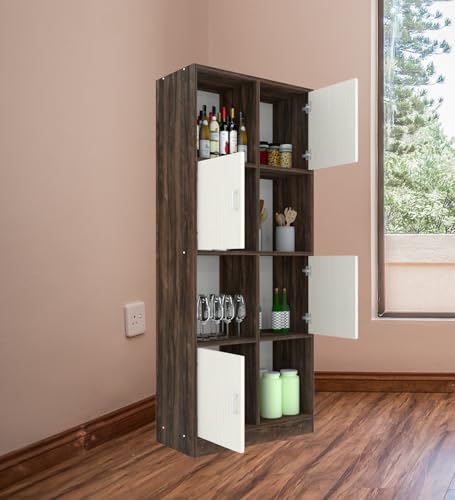 Image of SPECIALITY PANELS 8 Shelf Kitchen Cabinet | Multipurpose Wooden Storage Cupboard with Doors | Semi Open Pantry Organizer | Tall Space Saving Storage Unit for Kitchen Living Room Home | Display Rack