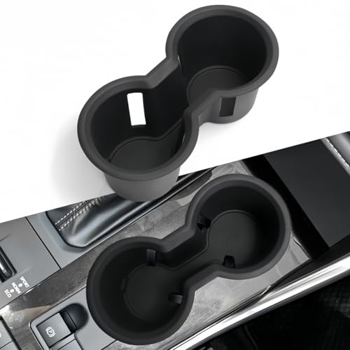 Image of Center Console Cup Holder Inserts for Toyota Highlander L LE XLE XSE Limited Platinum 2024 2023 2022 2021 2020, Interior Accessories Silicone Car Cup Holder for 2020-2024 Highlander, Black