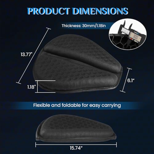 Image of STHIRA Gel Seat for Bike Motorcycle Gel Seat Cushion with Waterproof & UV Sun Cover 3D Honeycomb Breathable Bike Seat Cover Shock-Absorbing Anti-Slip Seat Cushion for Bike Universal Fit for Long Ride
