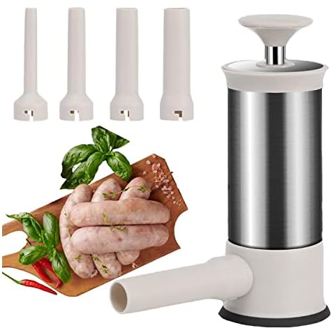 Hendiy Sausage Stuffer, Sausage Stuffer Machine Stainless Steel Vertical Homemade Sausage Maker 4 Stuffing Tubes, Fast Sausage Filling Manual Sausage Stuffer Machine(2LB) Cover