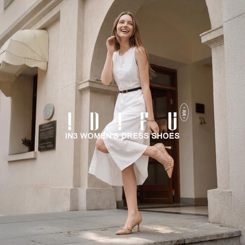 Image of IDIFU Kitten Heels Pumps Closed Pointed Toe Dress Shoes for Women