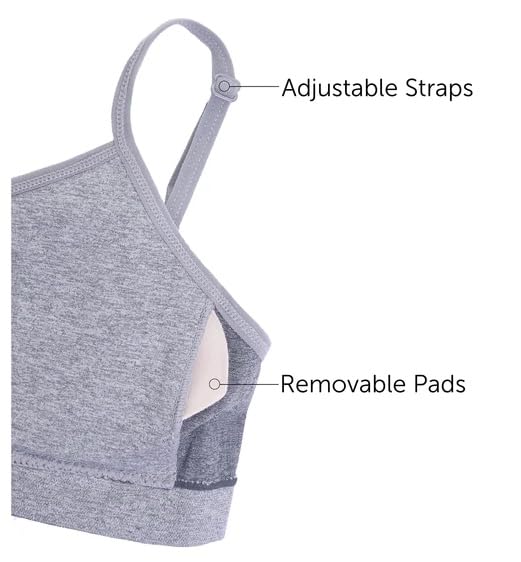 I&S Girl's Seamless Cami Crop Top Training Bras Adjustable Straps with Removable Padding - Value Pack 6 Bras2